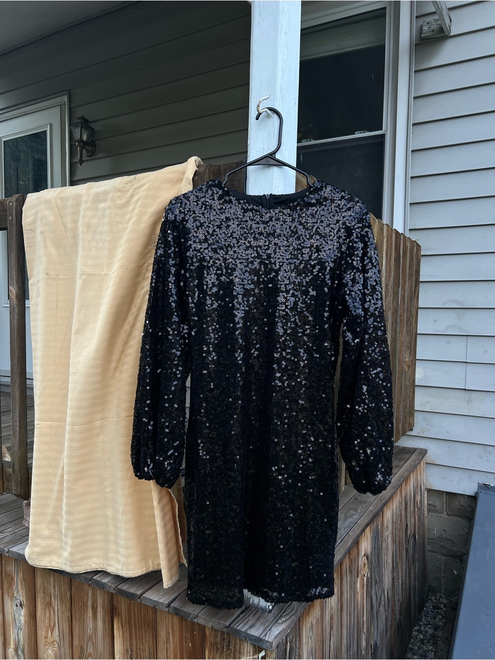 Black Sequin Long Sleeve Mini Dress